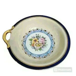 Vintage Noritake hand painted handled plate 7.5"